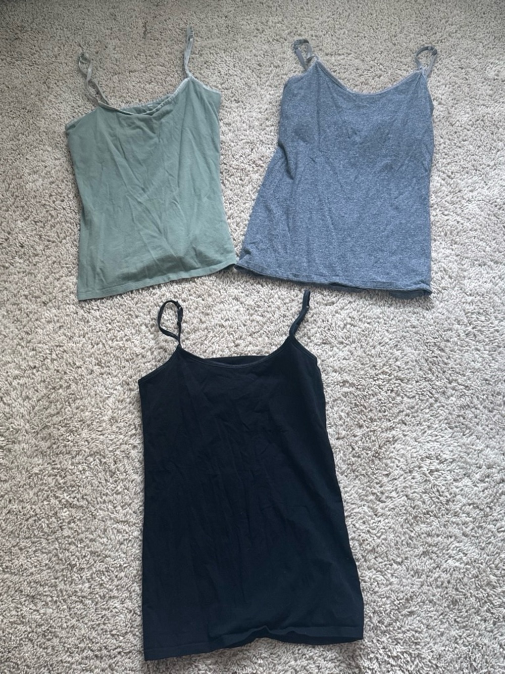 3 Pack Women’s Cami - Black, Light Green, Heather Grey